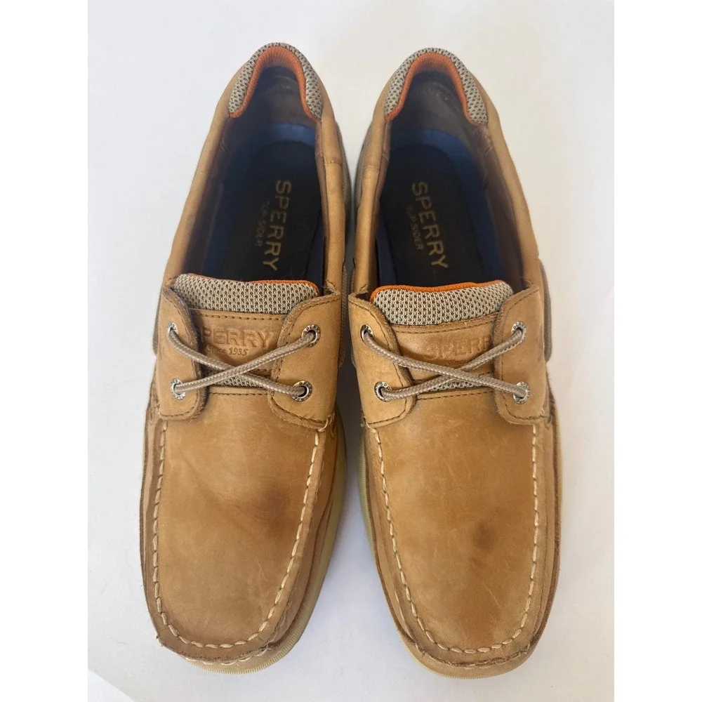 Sperry Top Sider Lanyard Men's Boat Shoes 12 Tan Leather Lace up 0777924